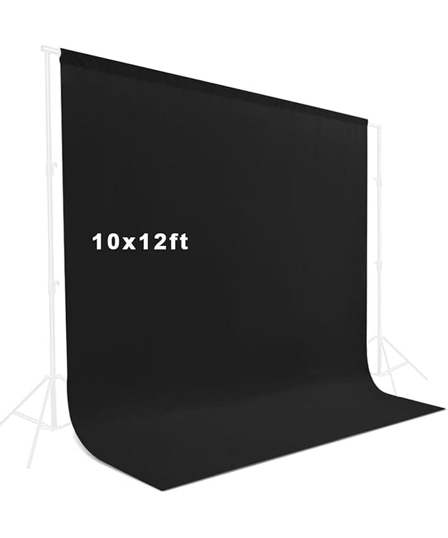 10X12ft Black Backdrop, LCUIRC Photo Backdrop Curtain Polyester Background for Portraits Pet Photoshoot and Birthday Party Halloween Decoration