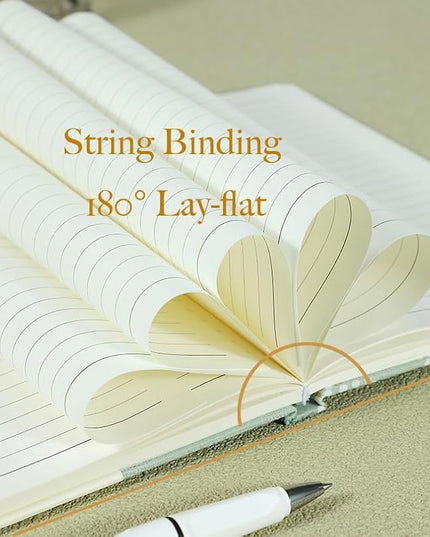 Floral Hardcover Journal for Writing, Lined Notebook for women, A5, 200 Pages, 6x8 Medium Size Notebook, Floret Printed Fabric Linen Personal Journal, Lay Flat Notebook, Reading Journal, Blue.