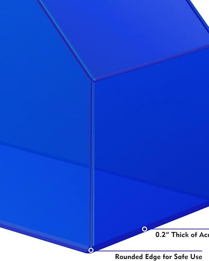 Acrylic Magazine Rack Desk File Holder Organizer for Office Desktop Vertical Magazine Storage Box, 12 x 10 x 5'', Klein Blue