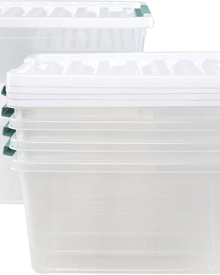 6 Packs 35 L Clear Plastic Stackable Storage Container, Storage Bins with Lids