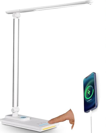 TECHNOVA LED Desk Lamp with 5 Color Temperatures | Sliding Stepless Dimming & One-Touch Timer | Foldable & Portable Design for Office/Study/Nail Art | USB Charging & Four-Axis Rotation for Small Desks