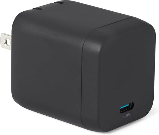 Amazon Basics Fast Charging USB C Nano GaN Wall Charger, 65W 1-Port PD 3.1 for Laptops Tablets Phones, Black