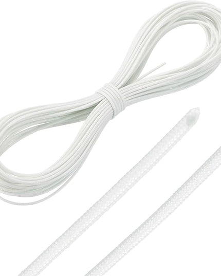 MECCANIXITY 49ft Braided Cable Sleeve, 1/32" ID 200C High Temperature 1500V Fiberglass Wire Insulation Cord Protector Organizer Wires Management for Motor Engine Fuel Line, White