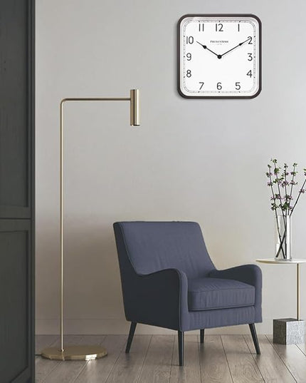 Presentime & Co. 16" Anton Modern Farmhouse Square Clock, Silent No Ticking, Wall Art and Timepiece for Home Decoration/Wall Décor, Oil Rubbed Bronze Color