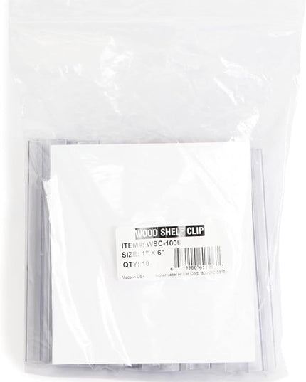 SmartSign Shelf Clip Label Holder | 0.875" x 6" Clear Plastic, for .75" Thick Shelves, 10 Holders/Pack