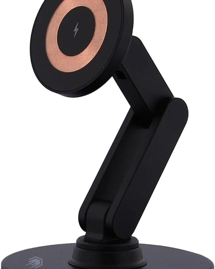 ClikDock Cell Phone Magnetic Wireless Charger Stand, 360° Spin, Aluminum Construction, Compatible with MagSafe Phones for iPhone & Andriod (Black)