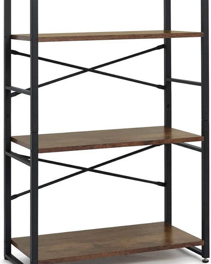 CAPHAUS 3 Tier Small Bookshelf, 24 Inch Width Free Standing Shelf, Bookcase Shelf Storage Organizer, Industrial Book Shelves for Home Office, Living Room, Rustic Oak Vintage Shelves & Metal Frame