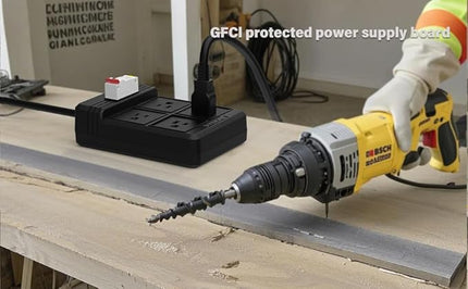 GFCI Power Strips with 9.84 FT Heavy Duty Extension Cord, 4 Gang Sockets 15A Fused SAFEMORE Power Strip 1875J with 30mA RCBO Leakage Protection,Surge Protected for Workshop Garage RV Indoor (Black)