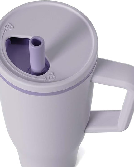 KISSKIND 40 oz Tumbler with Handle and Straw | Lumi Spin Hidden Straw 100% Leakproof Insulated Tumbler | Stainless Steel Water Bottle for Mom, Nurse, Teacher | Lavender