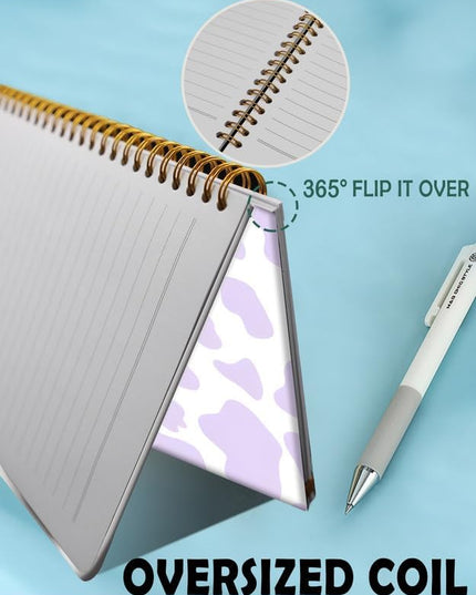 Spiral Journal Notebook for Women,A5 College Ruled Notebooks 6"x 8.4", 120 Pages (60 Sheets) Lined Journal with Premium Thick Paper,Perfect for School Office Home(Purple Cow)