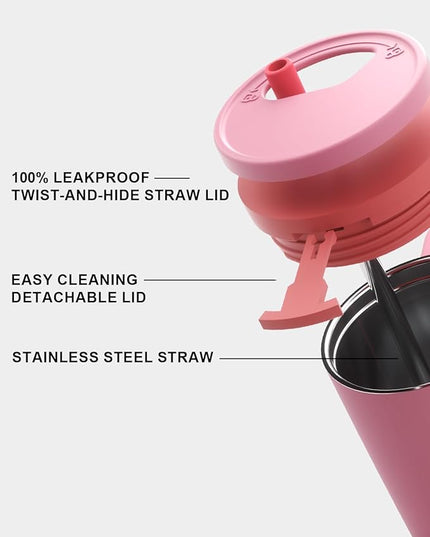 KISSKIND 40 oz Tumbler with Handle and Straw | Lumi Spin Hidden Straw 100% Leakproof Insulated Tumbler | Stainless Steel Water Bottle for Mom, Nurse, Teacher | Lavender