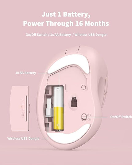 MICROPACK Digitally Yours Ergonomic Wireless Mouse with USB Receiver for PC, Laptop and Desktop, Pink