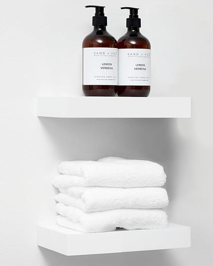 Homeforia White Floating Shelf 12 inch, High End Solid Real Wood Small 12inch Floating Shelves for Wall Mounted, White Wooden 12 in Floating Shelves, Heavy Duty Bracket, 12 X 6.5 X 1.75 inch, Set of 2