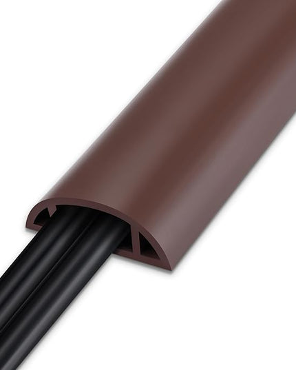 8.5FT Cord Covers - Brown Floor Cable Cover, Flexible Extension Cord Cover for Wires, Wire Cover Channel Diameter: 0.7" (W) x 0.4" (H)