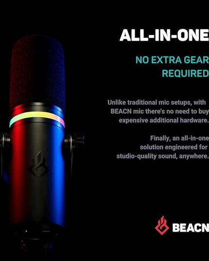 BEACN Dark Dynamic USB Mic for PC - Professional Microphone for Podcast, Gaming, Streaming - Studio-Quality Desk Mic for YouTube, Twitch, and Recording. Microphone for PC, Gaming & Streaming