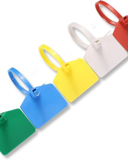 4 in Marker Nylon Cable Ties, Plastic Water Proof Tags, Self-Locking Written-on Cable Marker, Security Seals Label for Cabling, Wire Marking Label, Shipping Hanging Tags - Mulit Colors/ 100pcs