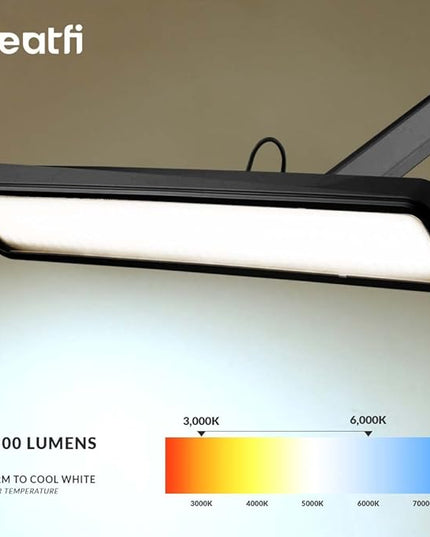 Neatfi (New Model) XL 2,500 Lumens LED Task Lamp with Clamp, 5 Light Modes, 3000-6000K Correlated Color Temperature, 30W, Dimmable, 324 Pcs SMD LED, Desk Light for Home, Office (CCT, Black)