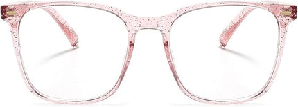 MACJERO Oversized Square Blue Light Blocking Glasses for Women Men, Anti-Fatigue Computer Monitor Gaming Glasses Reduce Eye Strain(Pearl Pink)