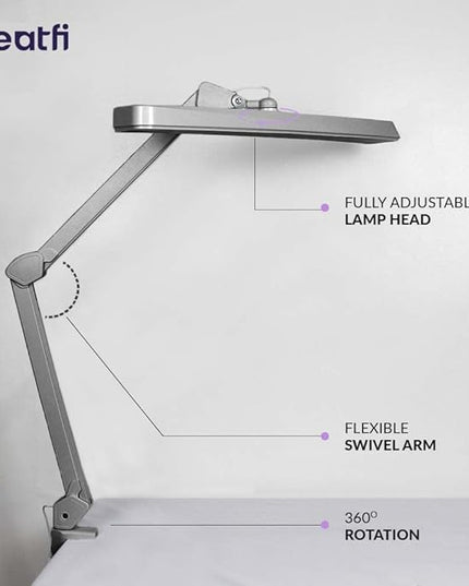 Neatfi XL 2,500 Lumens LED Task Lamp, 22 Inches Wide, 30W, 162 Pcs SMD LED, Eye-Caring, Desk Light with Clamp for Home, Office, and Study Room (Non-CCT, Silver)