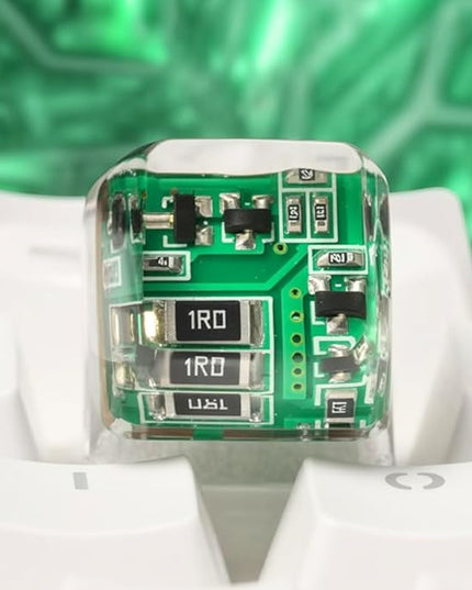 Green Circuit Board Artisan Keycap R1 SA Profile Custom Keycaps 1U ESC Handmade Gaming Resin Key Cap Cherry MX Switch Compatible Mechanical Keyboard Tech Lover Gift