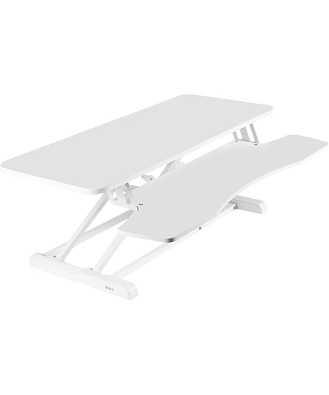 VIVO 36 inch Desk Converter, K Series, Height Adjustable Sit to Stand Riser, Dual Monitor and Laptop Workstation with Wide Keyboard Tray, White, DESK-V036KW