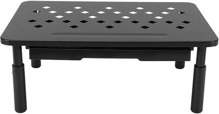 GOWENIC Desktop Computer Riser Stand with Drawer, Monitor Stand Riser 3 Height Adjustable, Laptop Stand for Desk, Desk Organizer for Computer, Laptop, Printer, Notebook (Black)