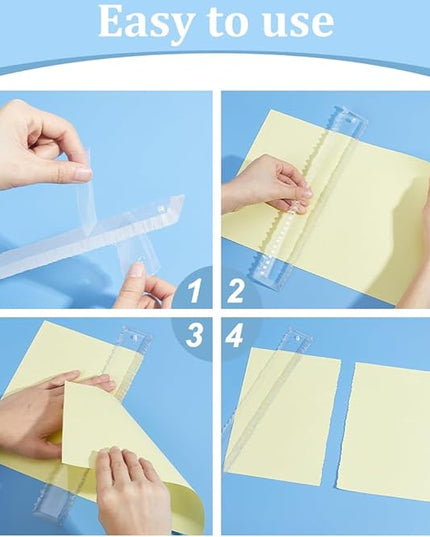 AHANDMAKER 1Pc Tearing Ruler Deckle Edge Tool Acrylic Transparent Paper Crafting Ruler for Scrapbooking Card Making Watercolor Journaling Christmas Birthday Gift Decoration 11.34in