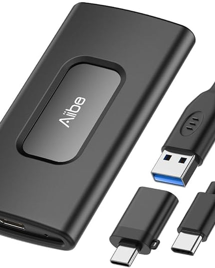 Aiibe 1TB External SSD USB C Portable SSD USB 3.2 Gen 2, Up to 1050MB/s, External Solid State Drive 1TB External Hard Drive for iPhone 17/16/15, Laptop (Black)