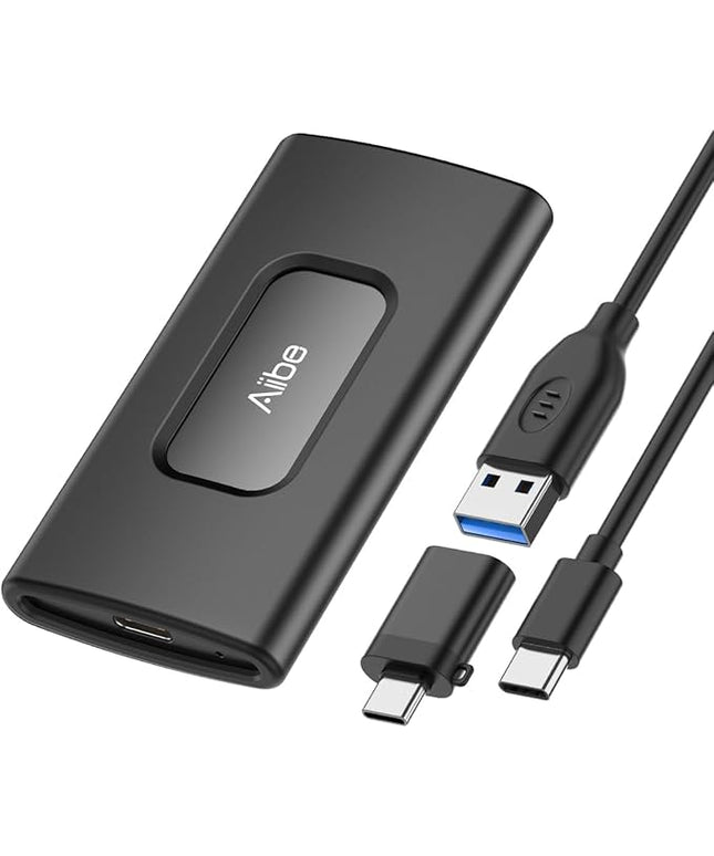 Aiibe External SSD 256GB External Hard Drive USB C Portable SSD, Up to 500MB/s, USB 3.1, External Solid State Drive 256GB for Laptop, Mac, PS4 (Black)