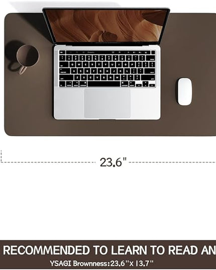 YSAGi Non-Slip Leather Desk Pad, Waterproof Laptop Computer Desk Keyboard Mat, Table Protector Blotter Mat, Large Mouse Pad for Office/Work/Home/Decor(Dark Brown, 23.6" x 13.7")