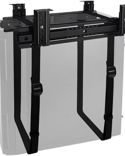 Under Desk Slide Out PC Mount with Anti-Scratch Sponge, Adjustable CPU Holder Bracket for Computer Tower (Black (Slide Access))