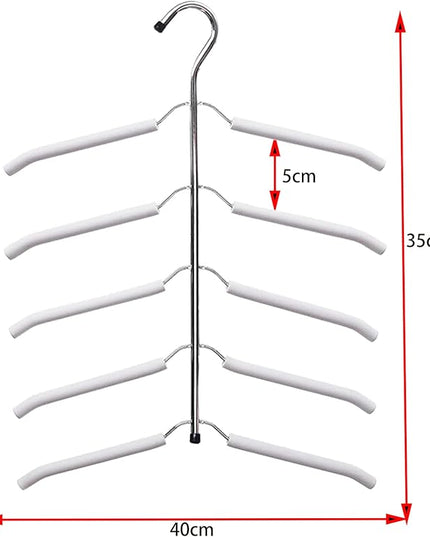 Multi-Layer Clothes Hangers Blouse Tree Hangers 3 Pack 5 in 1 Non Slip Space Saving Stainless Steel Shirt Hangers Closet Organizer（3，Grey）
