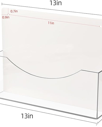 PecMuikee Wall File Organizer, Horizontal Acrylic Mail Magazine Holder Wall Mount, 4 Colors of Screw Caps Included Hanging File Organizer for School, Office, Hospital, 2 Pcs