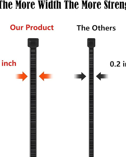 12 Inch Heavy Duty Zip Ties, 0.3 Inch Wide 120LBS Tensile Strength, Self-Locking Black Nylon Cable Ties for Outdoor Indoor Use, Home Office Garden Automotive Wire Cord Management,by VIKTONIK