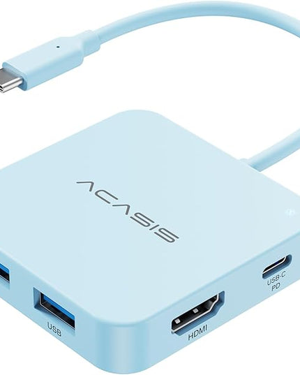 USB C Hub, Multiport Adapter with 4K@60 HDMI, 100W Power Delivery, 3 USB A+1 USB-C 3.1 Data Port, USB to HDMI Adapter for MacBook, Dell, Lenovo, Surface, iPad PRO, XPS (Blue)