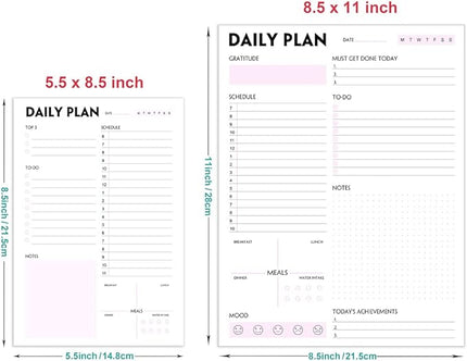 Daily Planner Notepad - Tear-Off Daily Planning Pad, Organizer with To Do Lists, Schedule, Appointment, Productivity Tracker, 50 Undated Sheets, 8.5 x 11 in