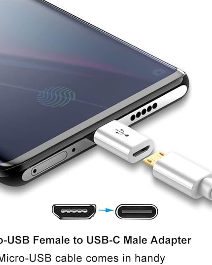 Adapter Micro USB to USB C (4 Pack), Micro-USB Female to USB-C Male OTG Adapter Compatible with Samsung Galaxy, LG, Huawei, Type-C Phones, Tablets and More (2 Black and 2 White)