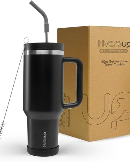 40oz Travel Tumbler Cup with Handle, Two-Way Slider Lid, Stainless Steel Straw with Silicone Tip, Vacuum Insulated Water Bottle for Hot & Cold Drinks, Great Gifts for Mom