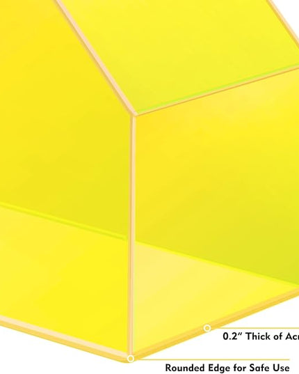 Acrylic Magazine Rack Desk File Holder Organizer for Office Desktop Vertical Magazine Storage Box, 12 x 10 x 5'', Neon Yellow
