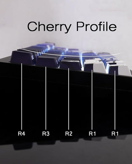 Sunzit Keycaps - Side Print Keycaps 75 Percent, Shine Through Custom Key caps, Japanese PBT Keycap Set Dye Sub, Double Shot, 131 Keys Cherry Profile Keyboard Keycap for Mechanical Keyboard, Snow Wolf