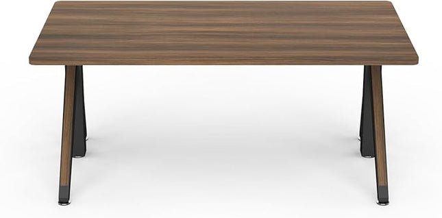 DEZCTOP Revon Pro Electric Standing Desk, 59" x 31.5" Large Work Surface, Height Adjustable (27.6"-47.2"), Sturdy Keel Frame, with Magnetic Modular System, Anti-Collision, Walnut for Home Office