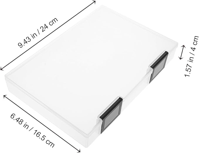 A5 Document Storage Box with Lid, Thickened Black Plastic File Organizer, Dustproof Desktop Office File Case for Paper and Pen Storage