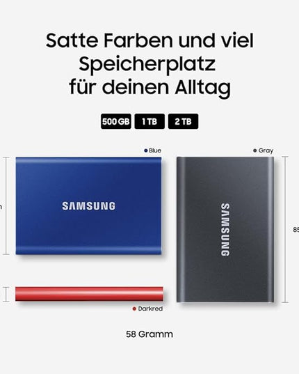 Samsung T7 Portable SSD - 1 TB - USB 3.2 Gen.2 External SSD Titanium Grey (MU-PC1T0T/WW)