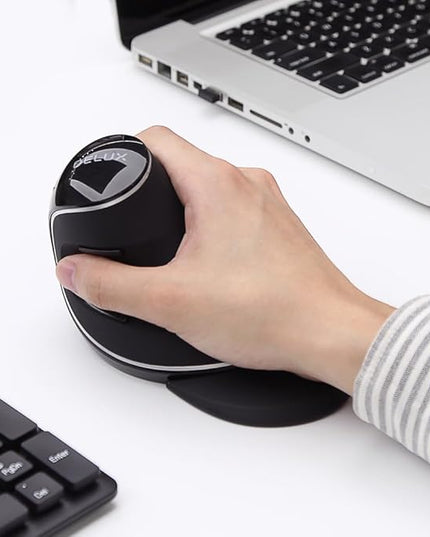 DELUX Ergonomic Vertical Mouse, Wireless Ergo Mouse for Large Hands, 2.4G Connection, Silent Clicks, Up to 1600 DPI,6 Buttons, Removable Wrist Rest, Compatible with Laptop/PC (M618Plus Wireless-Black)