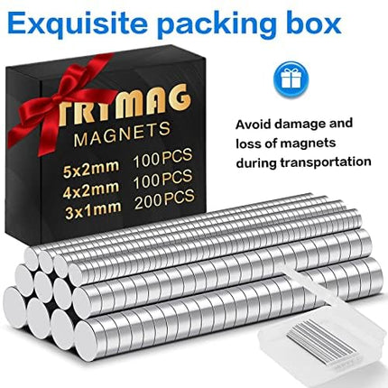 TRYMAG Small 400Pcs Rare Earth 3 Different Sizes Tiny Mini Magnets for Crafts, Small Round Fridge DIY Magnets for Miniatures,Multi-Use for Refrigerator, Office, Kitchen Cabinet, Crafts and Science