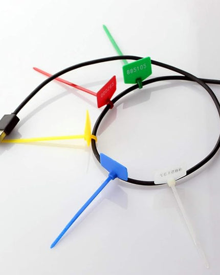 Cable Zip Tie with Tag,Wire Zip Ties with Label,100 Pcs Plastic Nylon Cable Ties,Multi Color Self-Locking Write on Tie Wraps