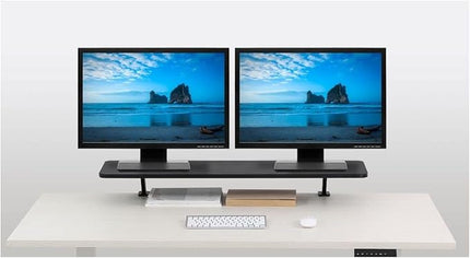 Kantek Ergonomic Mounted Computer Monitor Riser Stand, Floating Desk Shelf, Clamp On Base, Extra-Wide, 39.4" X 10.2" X 5.1", Black