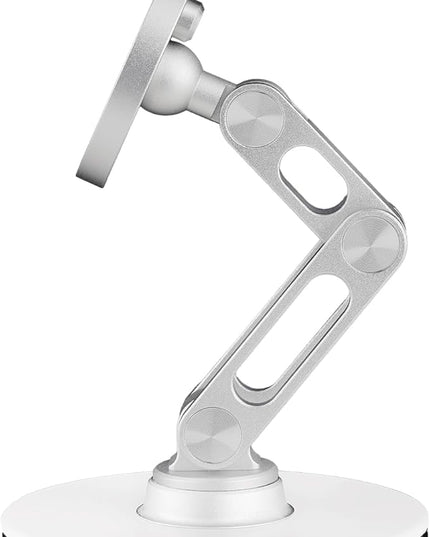 ClikDock Cell Phone Magnetic Wireless Charger Stand, 360° Spin, Aluminum Construction, Compatible with MagSafe Phones for iPhone & Andriod (Platinum)