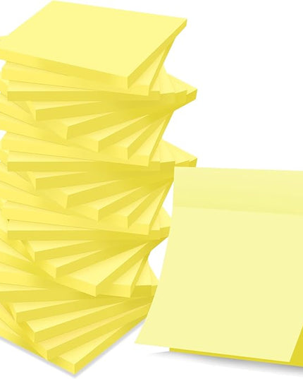 (24 Pack) Sticky Notes 3x3 in Yellow, Clean Removal, Recyclable, Self-Stick Pads, Easy to Post for Home, Office, Notebook