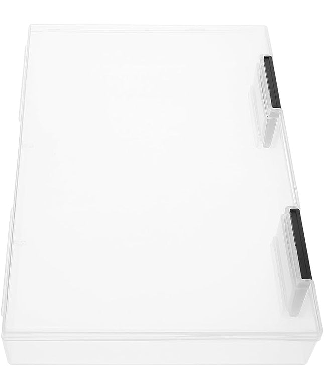 A5 Plastic File Storage Container Thickened Document Organizer Box with Dustproof Lid, Portable Office Desktop Storage Holder for Files and Papers